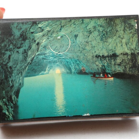 Vintage Mapsa Wooden Music Box Jewelry Trinket Container Capri Italy Grotto - Picture 9 of 12